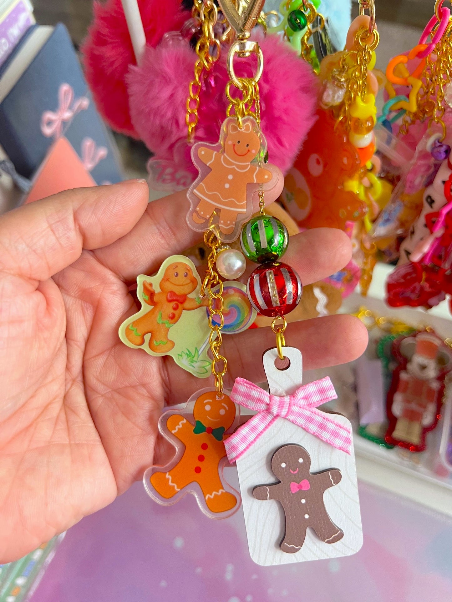 Handmade Gingerbread Friends LARGE Bag Charm / Keychain (LIMITED)