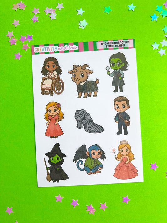Wicked Characters Sticker Sheet
