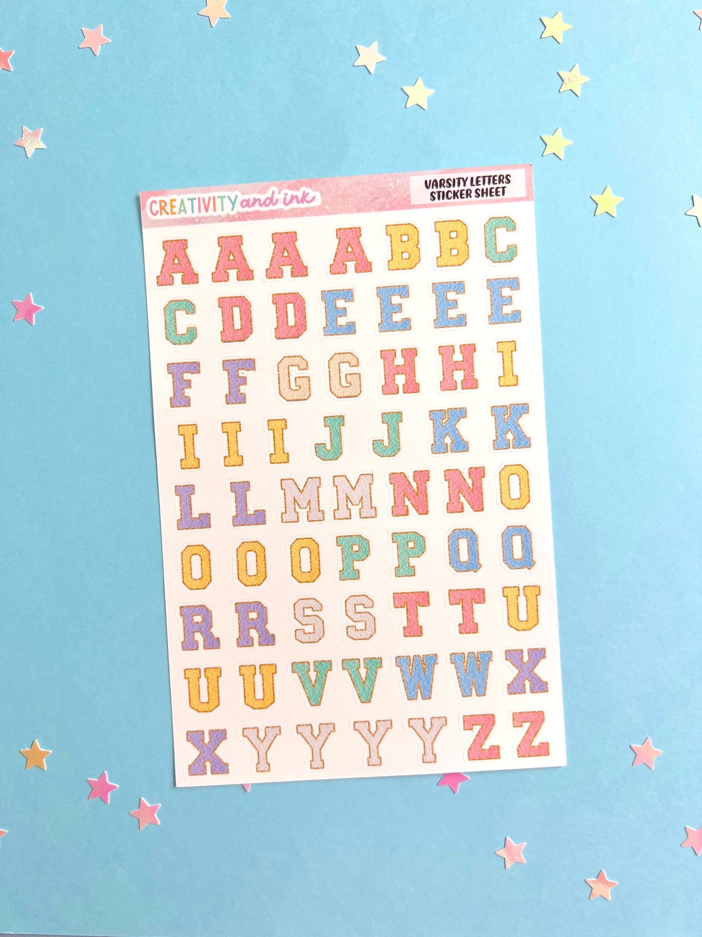 Varsity Letters Sticker Sheet