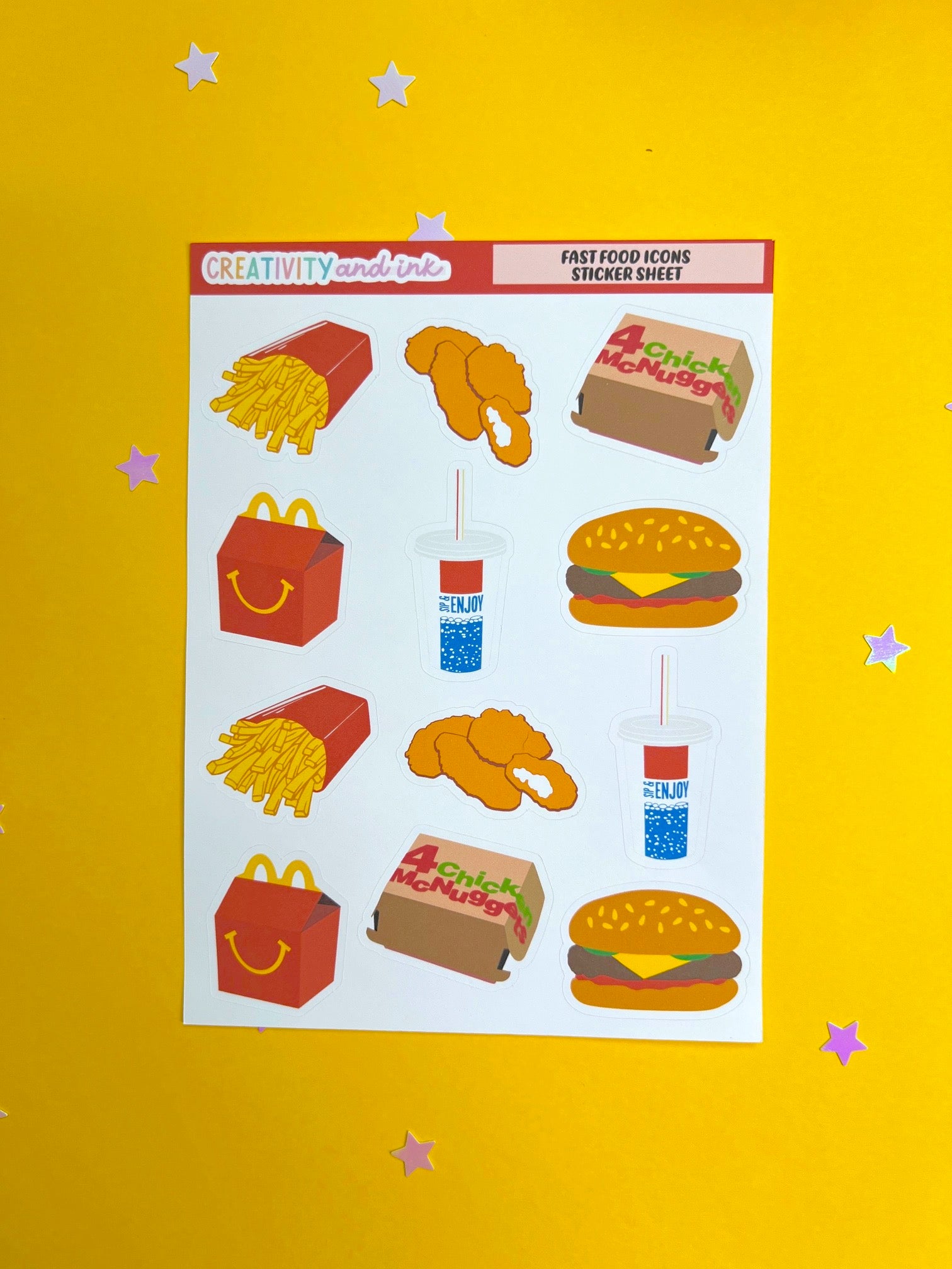 Fast Food Sticker Sheet – Creativity and Ink