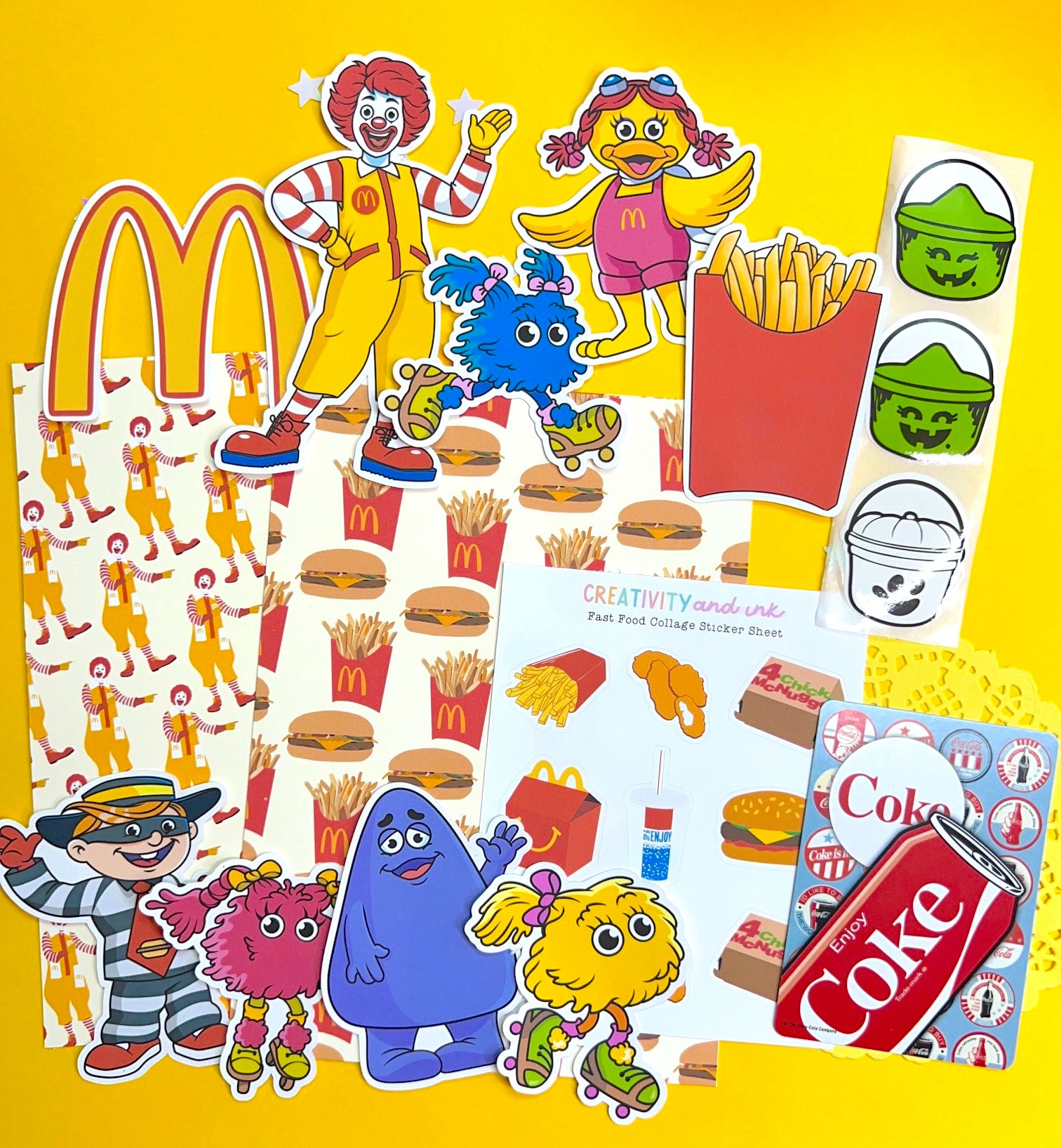 NEW! Fast Food / Collage & Sticker Pack – Creativity and Ink