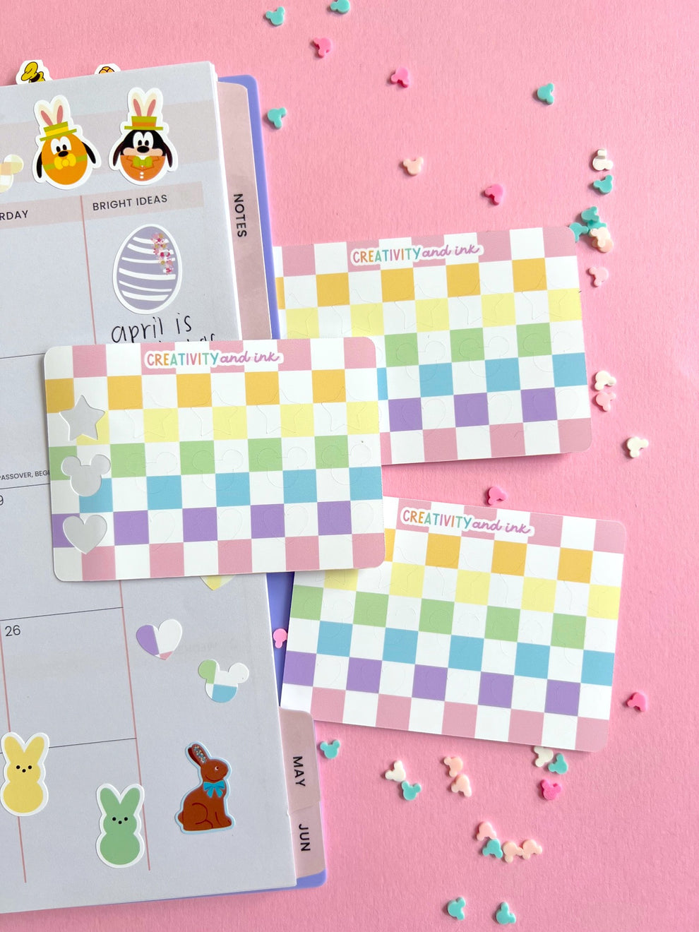 $2 TUES / Pastel Checkered Shaped Icons Sticker Sheet – Creativity and Ink