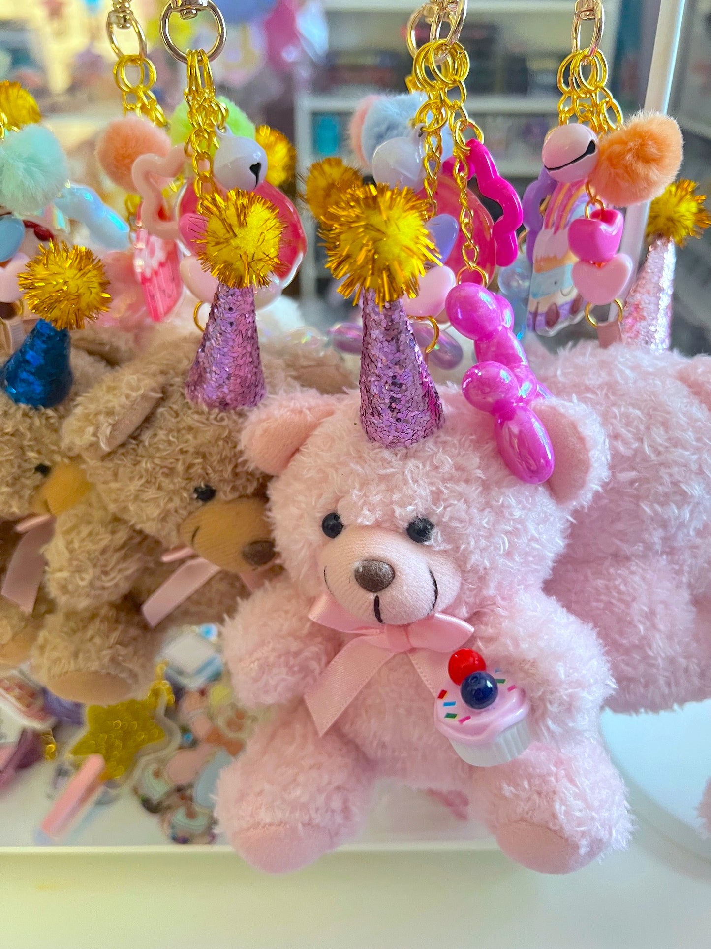 Handmade Birthday Bears LARGE Bag Charm / Keychain (LIMITED)