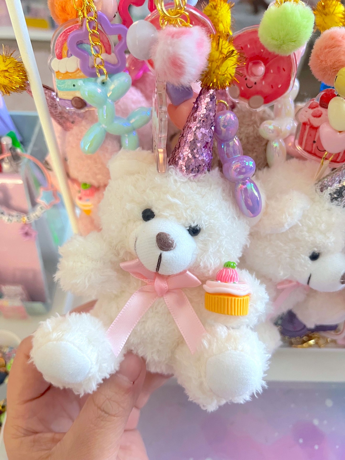 Handmade Birthday Bears LARGE Bag Charm / Keychain (LIMITED)