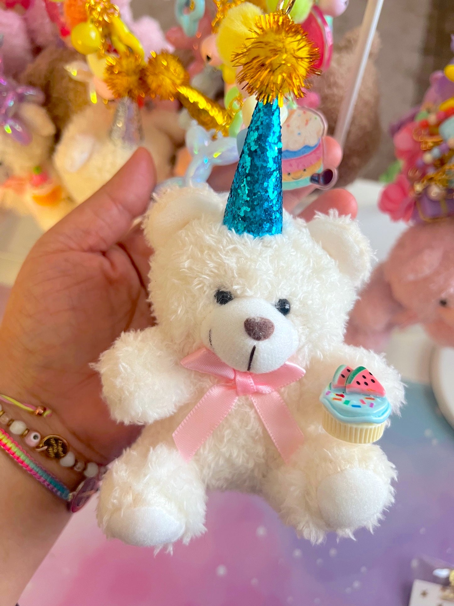 Handmade Birthday Bears LARGE Bag Charm / Keychain (LIMITED)