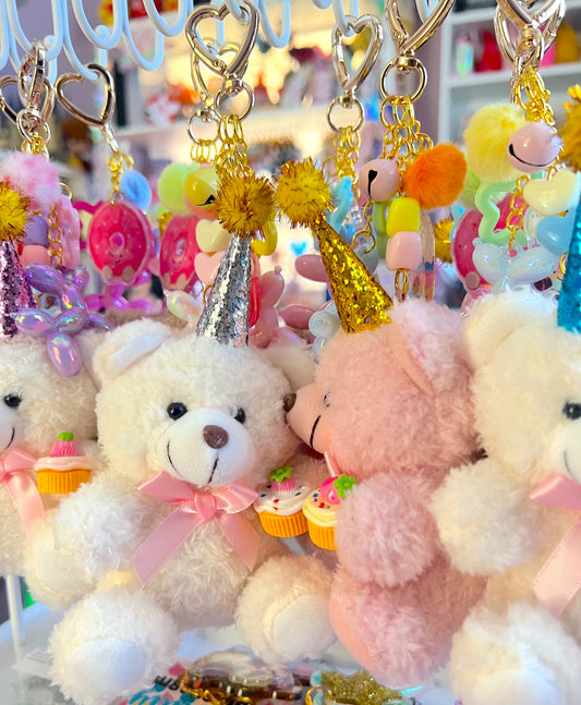Handmade Birthday Bears LARGE Bag Charm / Keychain (LIMITED)