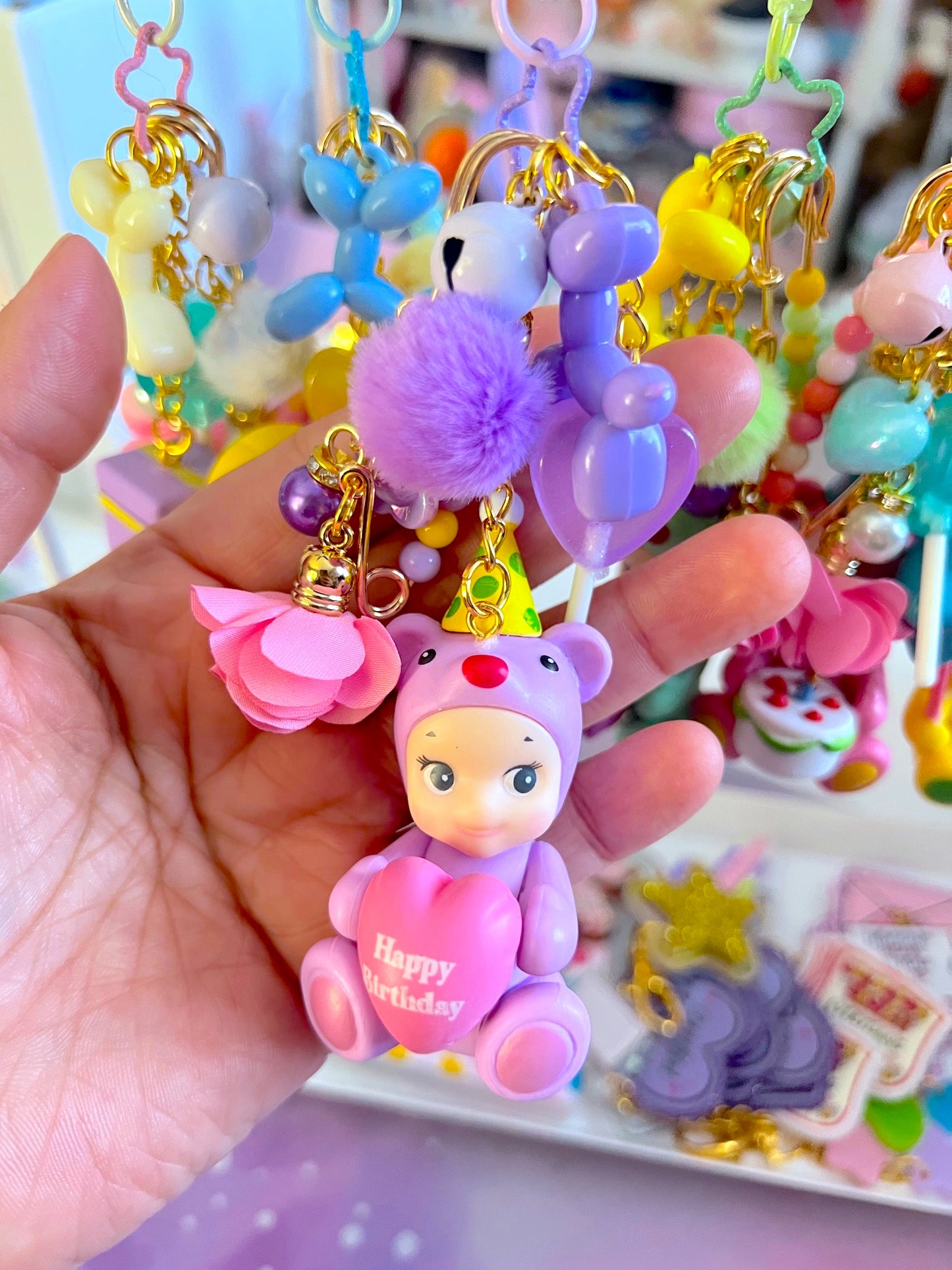 Handmade BIRTHDAY TRINKET Chunky  Bag Charm / Keychain (LIMITED)