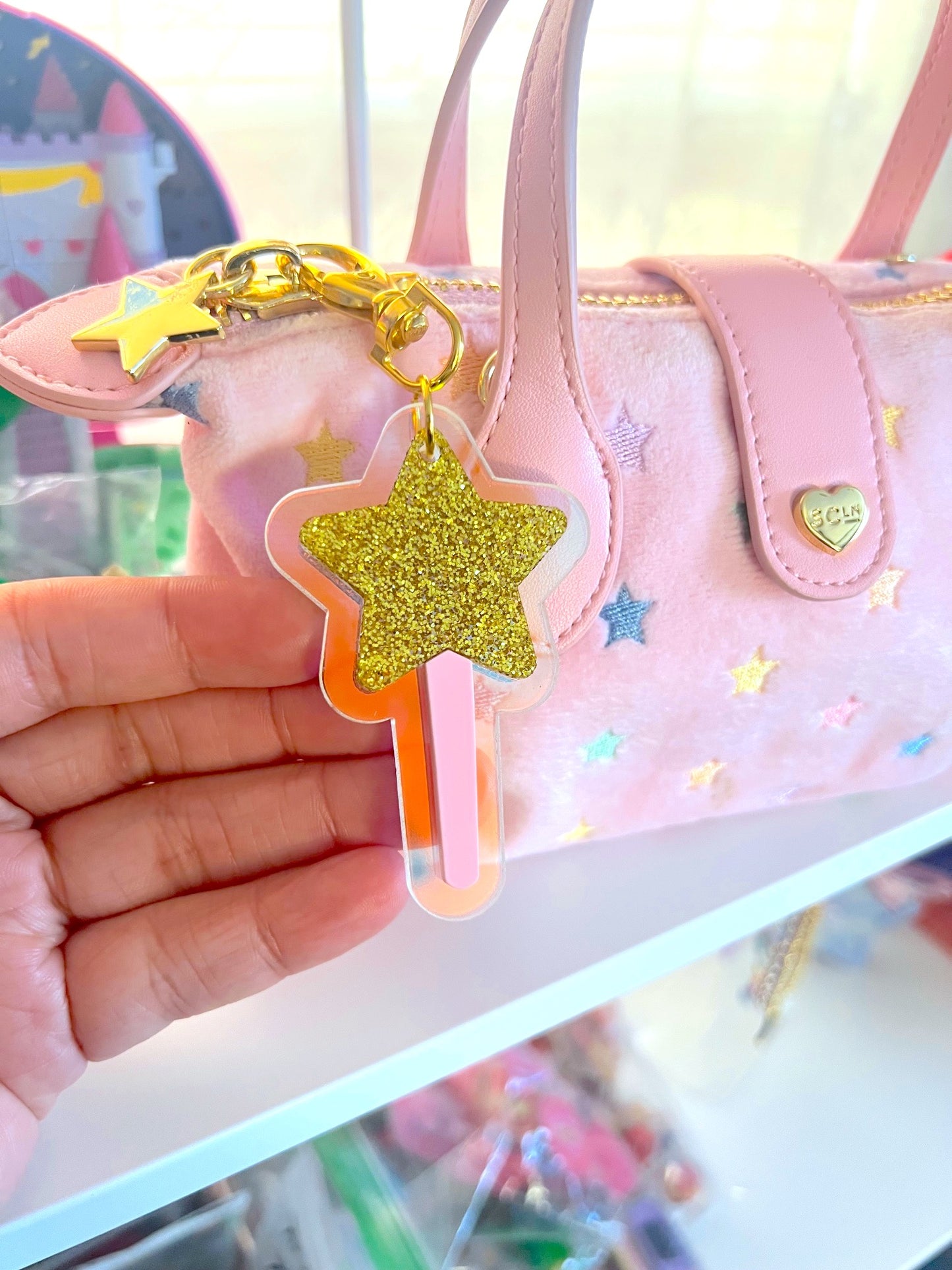 Glitter Star Wand Bag Charm / Keychain
