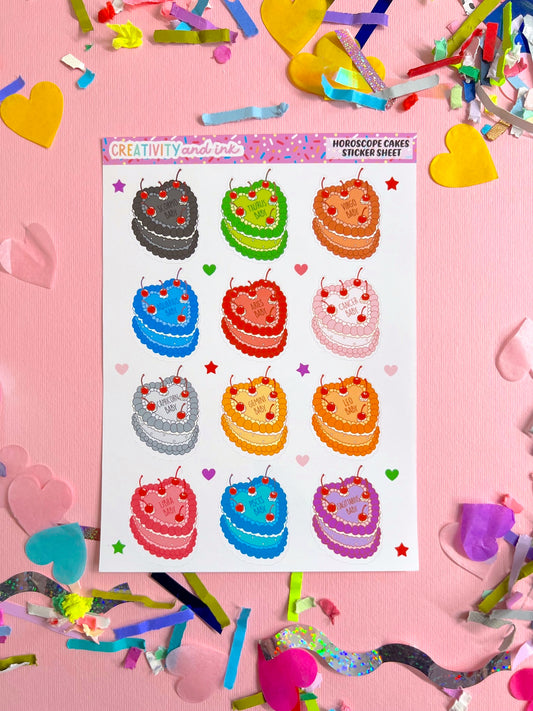 Horoscope Cakes Sticker Sheet