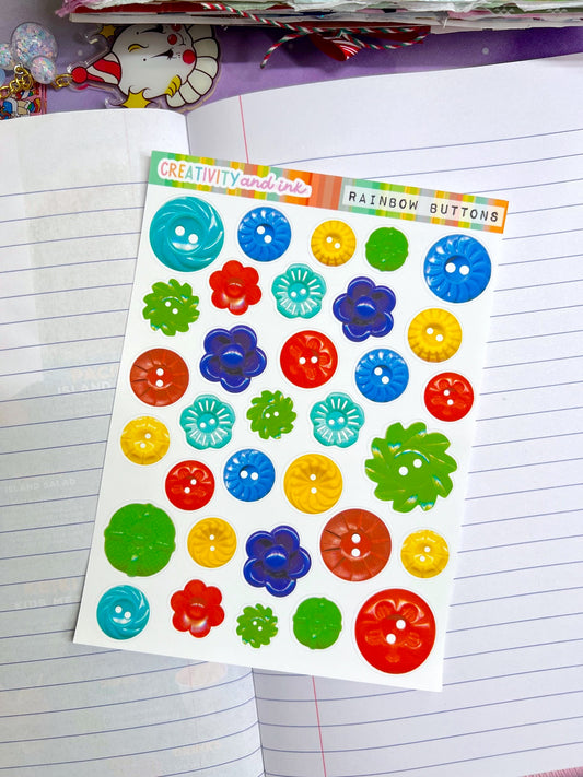 Rainbow Buttons Sticker Sheet
