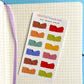 mini life like crinkled paper as a sticker sheet  with a notebook background 