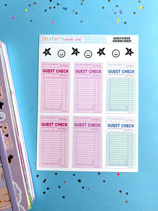 Guest Check Sticker Sheet