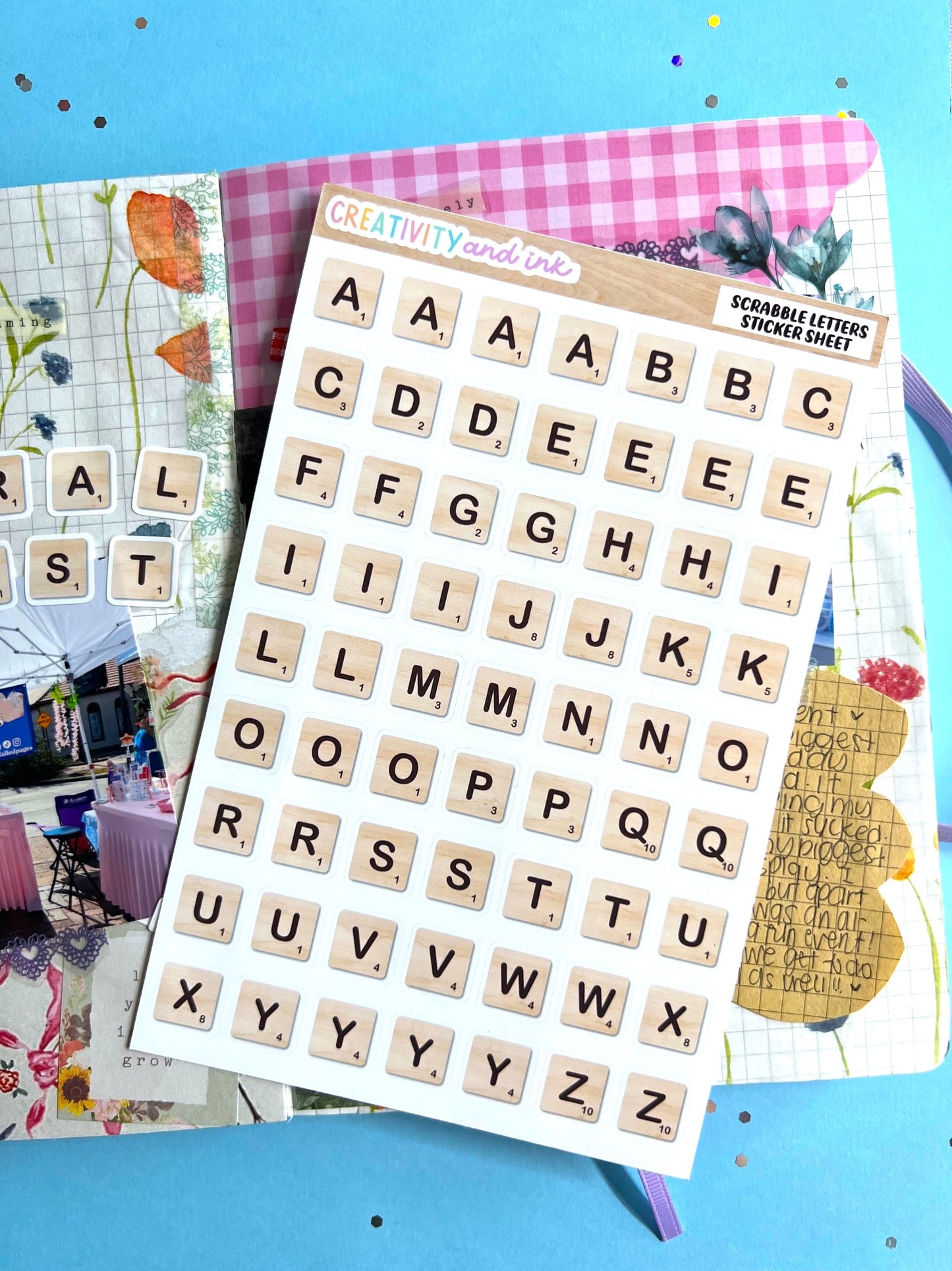 Scrabble Letters Sticker Sheet