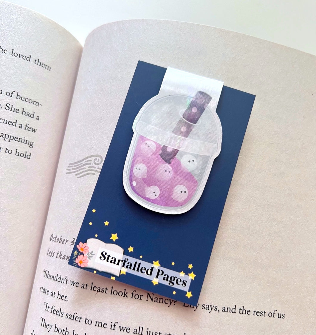 Ghostie Boba Drink / Holographic Magnetic Bookmark