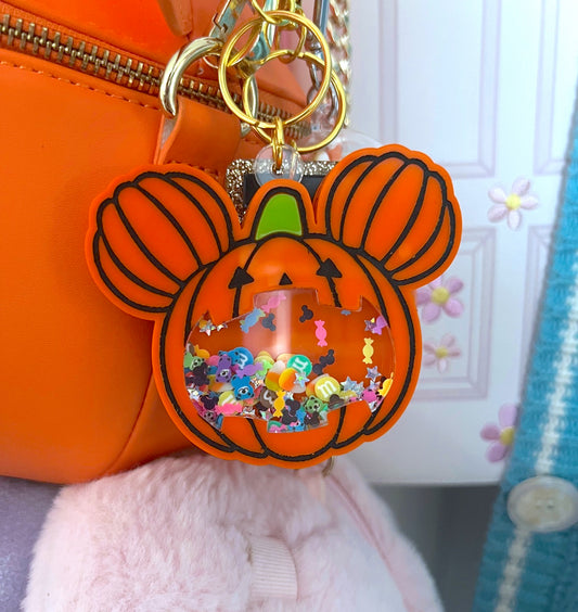 Halloween Pumpkin Dual-Side Shaker Keychain / Bag Charm