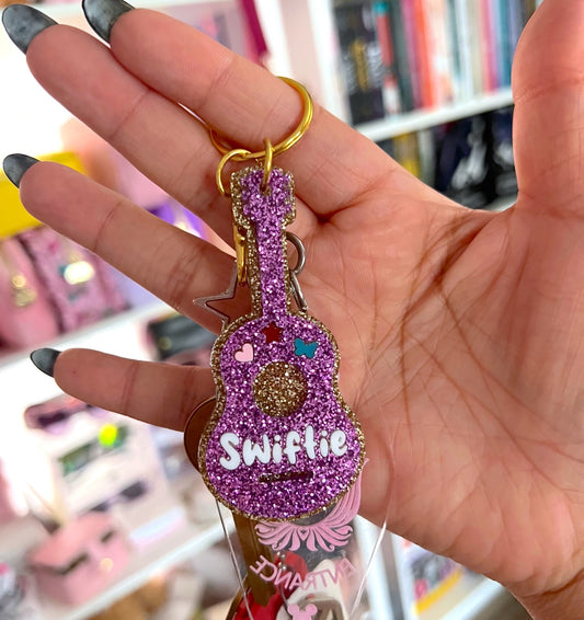 Purple Guitar Acrylic Keychain