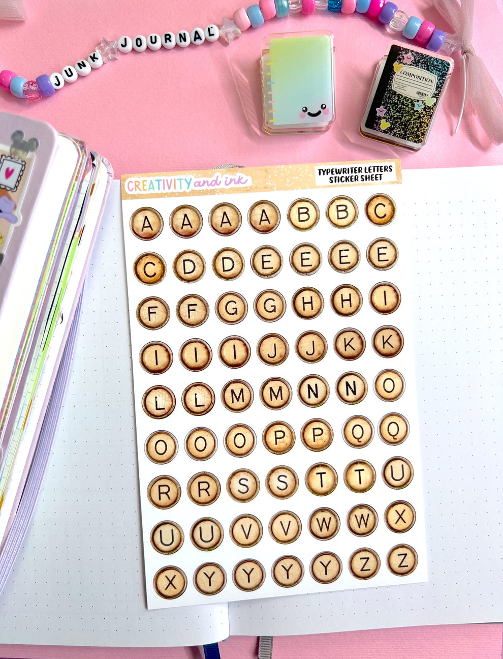 Typewriter Letters Sticker Sheet – Creativity and Ink