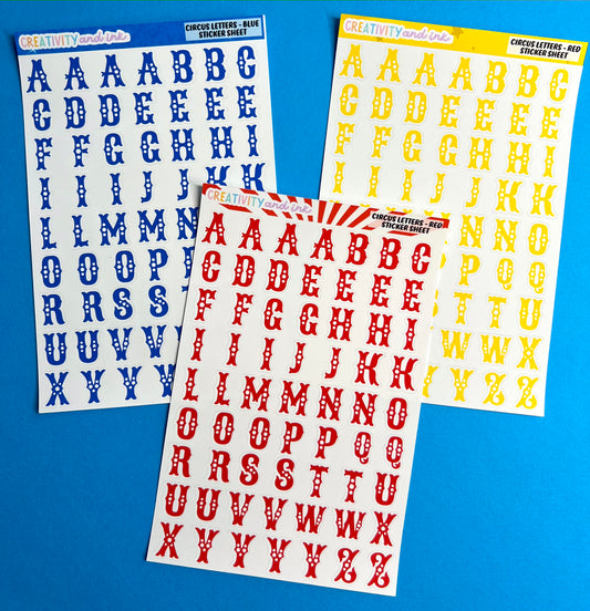 Circus Letters Sticker Sheet