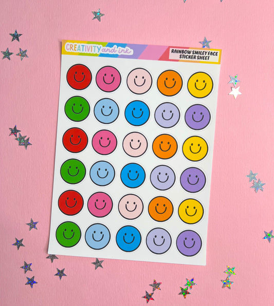 Rainbow Happy Faces / Sticker Sheet