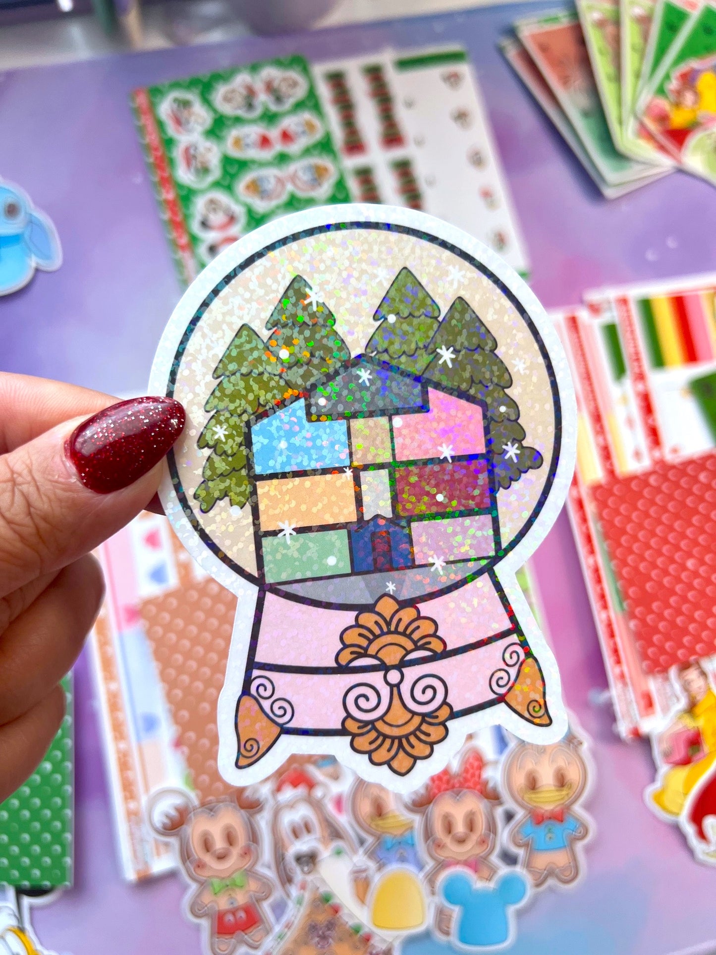 Lover House Snowglobe Large Glitter Die Cut Sticker