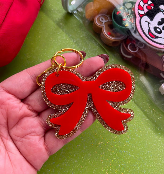 Red Glitter Bow Keychain / Bag Charm