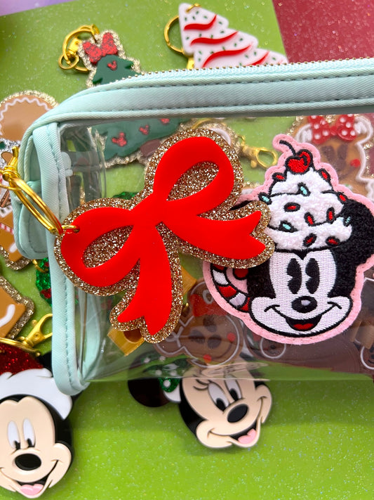 Red Glitter Bow Keychain / Bag Charm