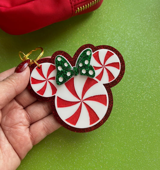 Peppermint Mouse (With Bow) Keychain / Bag Charm