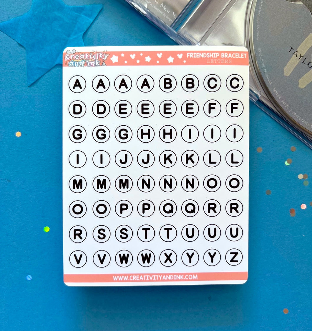 Alphabet Letters / Friendship Bracelet Stickers