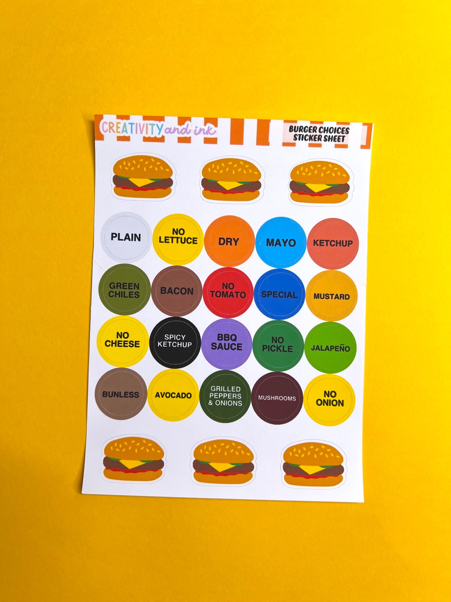 Burger Choices / Sticker Sheet
