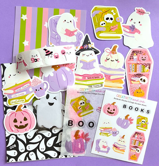 NEW! Bookish Ghosts / Collage & Sticker Pack