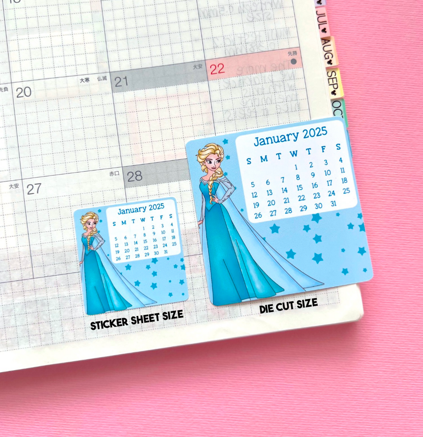 2025 Princess Calendar Sticker Sheet