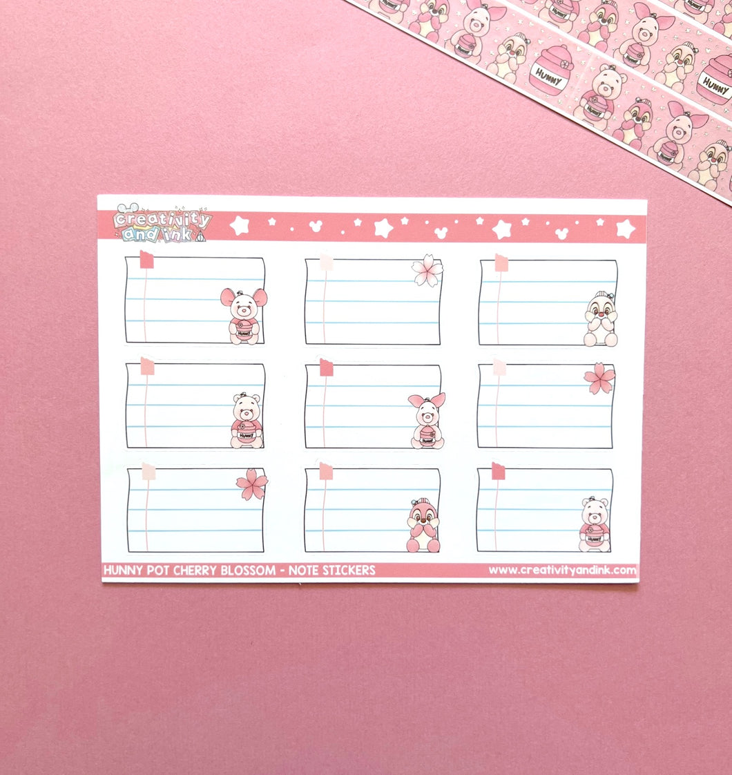 Hunny Pot Friends - Cherry Blossom / Notes Stickers
