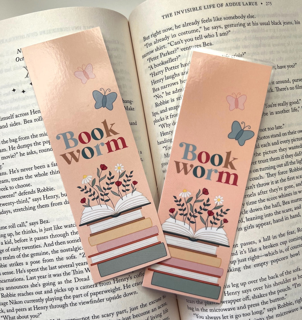 Peach Bookworm / Standard Bookmark